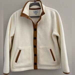 Croft & Barrow Cream Fleece with Brown Trim